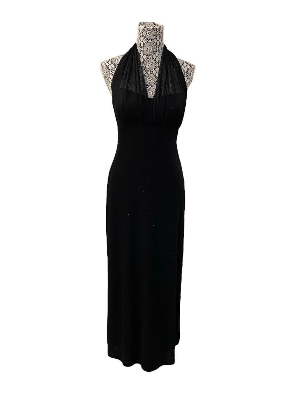 Betsy & Adam by Linda Bernell Vintage Black Halter Formal Dress
